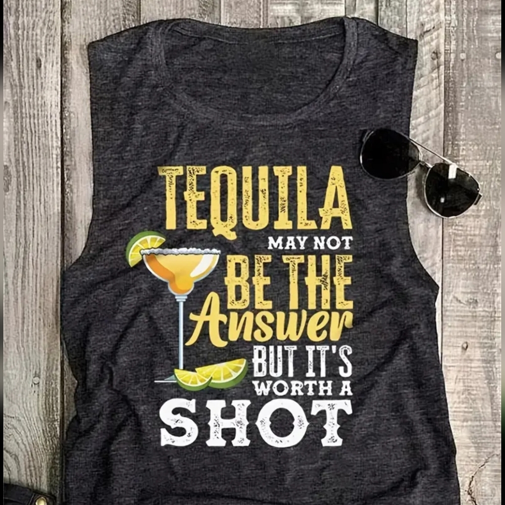 Tequila Letter Print Tank Top